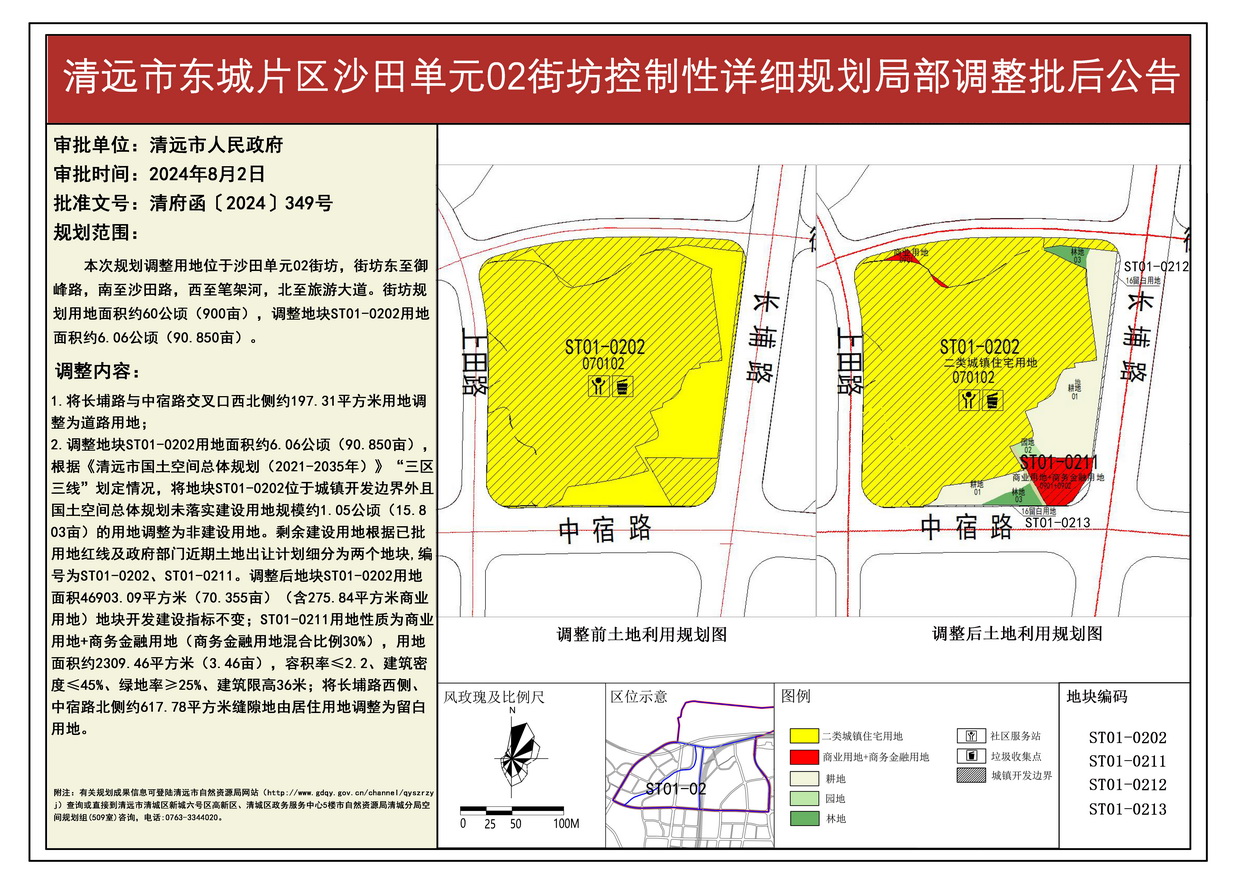 《清遠市東城片區(qū)沙田單元02街坊控制性詳細規(guī)劃局部調整》批后公告--s.jpg